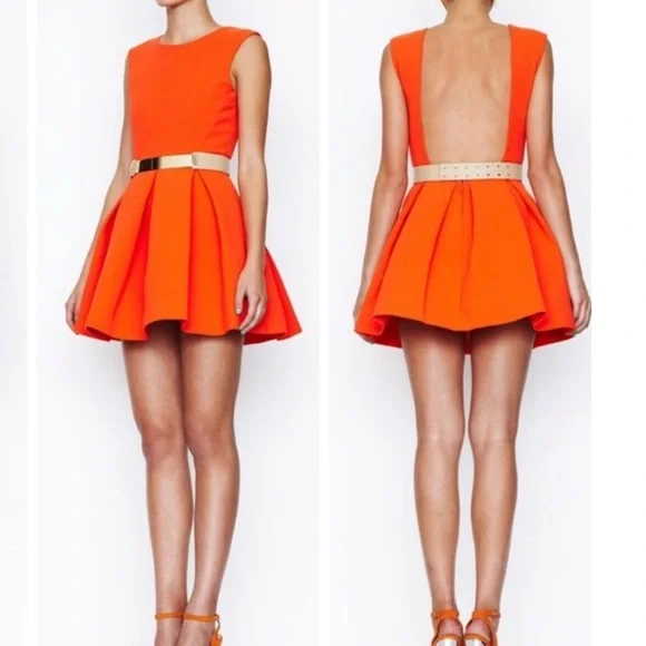 Orange Sleeveless Backless Fit and Flare Dress - Preloved - Picture 2 of 3